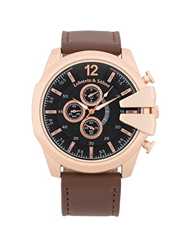 Lobstein & Söhne® Armbanduhr 12-Stunden Analog-Ziffernblatt, Wasserdicht bis 3 ATM, Verstellbarer Verschluss, inkl. Batterie und Verpackung, für Mode und Freizeit (Fridolin - braun) von Lobstein & Söhne