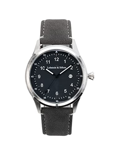Lobstein & Söhne® Armbanduhr 12-Stunden Analog-Ziffernblatt, Wasserdicht bis 3 ATM, Verstellbarer Verschluss, inkl. Batterie und Verpackung, für Mode und Freizeit (Gustav - dunkelgrau) von Lobstein & Söhne