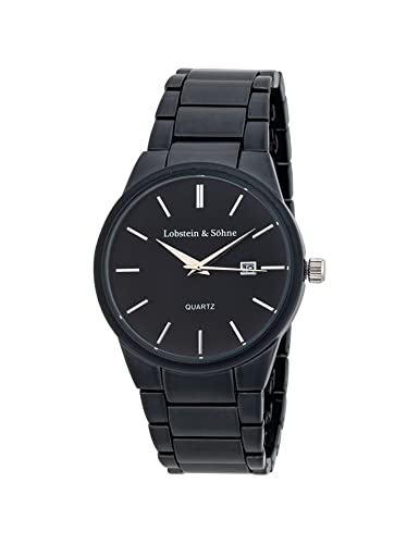 Lobstein & Söhne® Armbanduhr 12-Stunden Analog-Ziffernblatt, Wasserdicht bis 3 ATM, Verstellbarer Verschluss, inkl. Batterie und Verpackung, für Mode und Freizeit (Oskar - schwarz) von Lobstein & Söhne