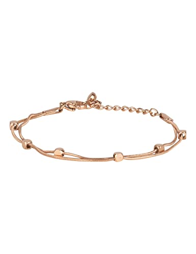 Lobstein & Söhne "Ida Damen Armband - Rosegold, filigranes Design, 2 Armbänder mit einem Verschluss, hautverträglich & wasserfest, verstellbare Länge, gold silber, rosegold (Rosé) von Lobstein & Söhne