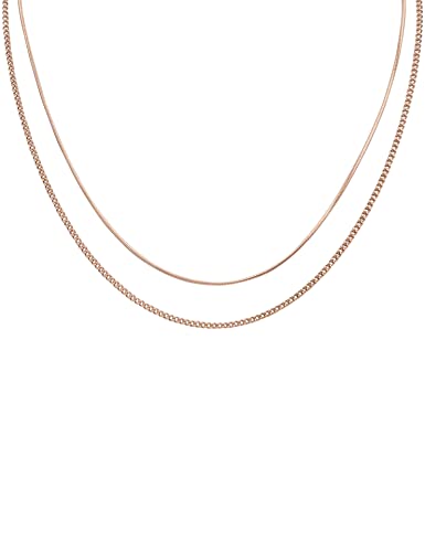 Lobstein & Söhne Thilda Damen Kette aus Edelstahl mit 18k Gold PVD Plattierung, verstellbar von 39-44cm, Schlichtes & Filigranes Design mit Karabinerverschluss gold, silber rosegold (Rosé) von Lobstein & Söhne