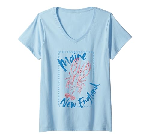 Damen Maine New England Hummer Fisherman ästhetische Küste T-Shirt mit V-Ausschnitt Damen Maine New England Hummer Fisherman ästhetische Küste T-Shirt mit V-Ausschnitt von Lobster Maine New England