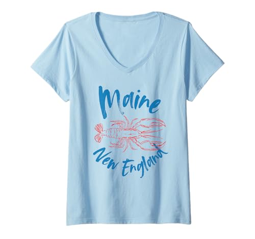 Damen Maine New England Hummer Fisherman ästhetische Küste T-Shirt mit V-Ausschnitt Damen Maine New England Hummer Fisherman ästhetische Küste T-Shirt mit V-Ausschnitt von Lobster Maine New England