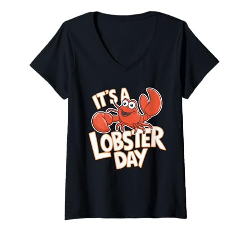 Damen It's a Lobster Day T-Shirt | Hummer T-Shirt mit V-Ausschnitt Damen It's a Lobster Day T-Shirt | Hummer T-Shirt mit V-Ausschnitt von Lobster Shirts for Lobster Lovers
