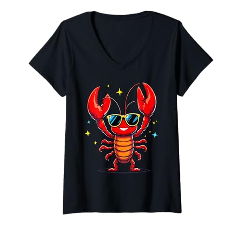 Damen Funny Lobster Lover T-Shirt mit V-Ausschnitt Damen Funny Lobster Lover T-Shirt mit V-Ausschnitt von Lobsters