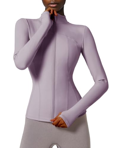 Locachy Damen-Sportjacke mit durchgehendem Reißverschluss, enge Passform, ideal für Laufen, Training und Workout, mit Taschen, L von Locachy