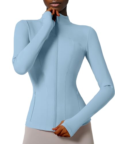 Locachy Damen-Sportjacke mit durchgehendem Reißverschluss, Enge Passform, ideal für Laufen, Training und Workout, mit Taschen, S von Locachy