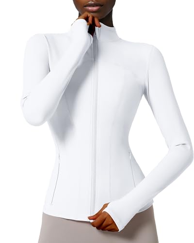 Locachy Damen-Sportjacke mit durchgehendem Reißverschluss, enge Passform, ideal für Laufen, Training und Workout, mit Taschen, L von Locachy