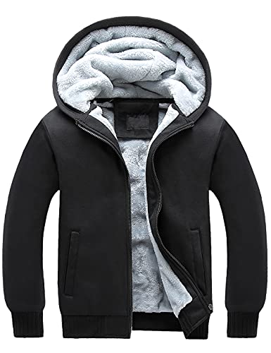 Locachy Damen-Sweatjacke mit Kapuze, locker, dicker Sherpa-Fleece-Futter, Reißverschluss - Schwarz - Medium von Locachy