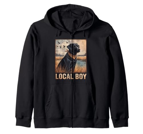 Local Boy Black Lab Hunting Dog Marsh Scene Sunset Vintage Kapuzenjacke von Local Boy Black Lab Hunting Dog Lover Marsh Sunset