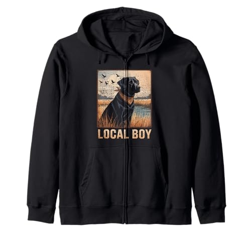 Local Boy Black Lab Hunting Dog Marsh Scene Sunset Vintage Kapuzenjacke von Local Boy Black Lab Hunting Dog Lover Marsh Sunset