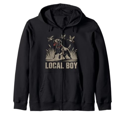 Local Boy Black Lab Hunting Dog Marsh Scene Sunset Vintage Kapuzenjacke von Local Boy Black Lab Hunting Dog Lover Marsh Sunset