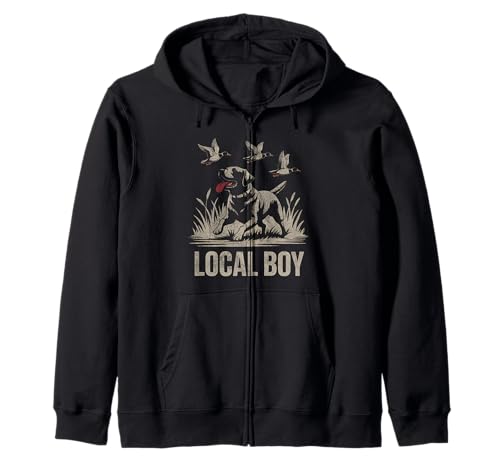 Local Boy Black Lab Hunting Dog Marsh Scene Sunset Vintage Kapuzenjacke von Local Boy Black Lab Hunting Dog Lover Marsh Sunset