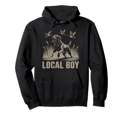 Local Boy Black Lab Hunting Dog Marsh Scene Sunset Vintage Pullover Hoodie von Local Boy Black Lab Hunting Dog Lover Marsh Sunset