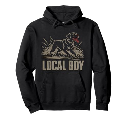Local Boy Black Lab Hunting Dog Marsh Scene Sunset Vintage Pullover Hoodie von Local Boy Black Lab Hunting Dog Lover Marsh Sunset