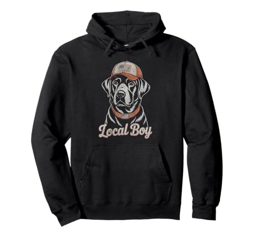 Local Boy Black Lab Hunting Dog Marsh Scene Sunset Vintage Pullover Hoodie von Local Boy Black Lab Hunting Dog Lover Marsh Sunset
