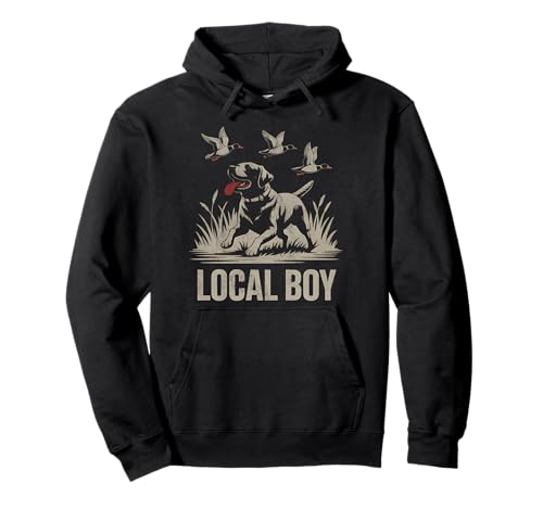 Local Boy Black Lab Hunting Dog Marsh Scene Sunset Vintage Pullover Hoodie von Local Boy Black Lab Hunting Dog Lover Marsh Sunset
