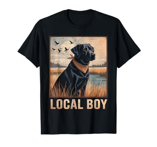Local Boy Black Lab Hunting Dog Marsh Scene Sunset Vintage T-Shirt von Local Boy Black Lab Hunting Dog Lover Marsh Sunset