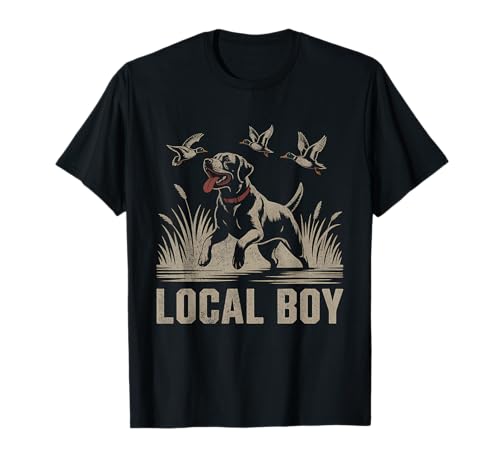 Local Boy Black Lab Hunting Dog Marsh Scene Sunset Vintage T-Shirt von Local Boy Black Lab Hunting Dog Lover Marsh Sunset