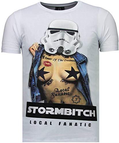 Stormbitch - Strass T- Shirt - Weiß von Local Fanatic