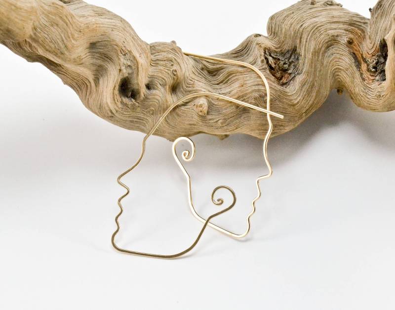 Gesicht Ohrringe - 14Kt Gold Fill Gesicht Ohrringe - 14Kt Gold Fill von Localmotive