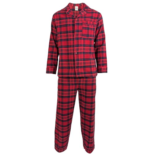 Location Clothing Herren-Pyjama-Set, Baumwolle, Flanell/Bürste, Größen S-4XL, Esq Rote Parade, XXXXL von Location Clothing