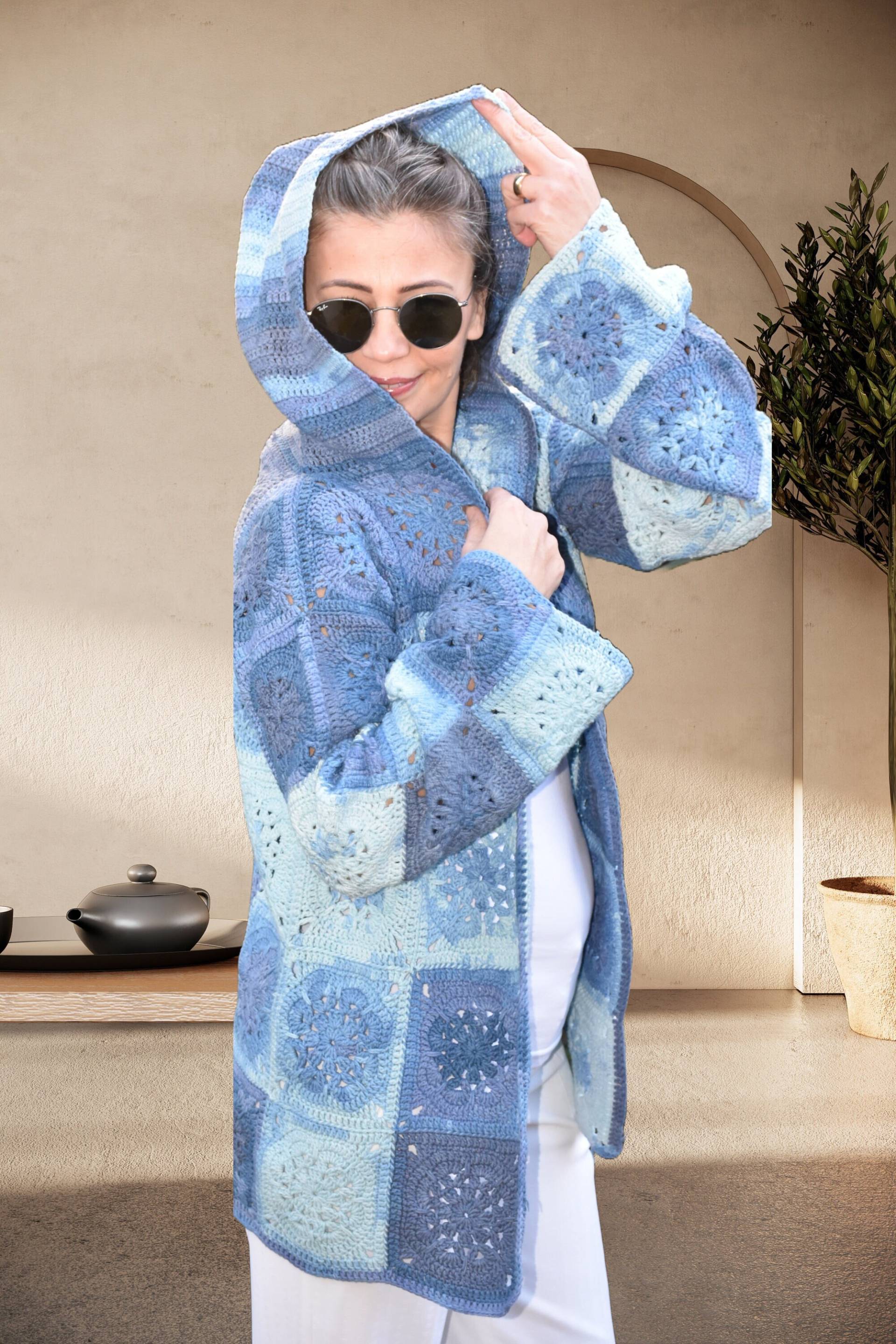 Patchwork Pullover, Kapuzen-Strickjacke Mit All Seasons Cotton Oma Squares, Vintage Style Cardigan, Ready2Ship, Bestes Geschenk Für Sie Patchwork Pullover, Kapuzen-Strickjacke Mit All Seasons Cotton Oma Squares, Vintage Style Cardigan, Ready2Ship, Bestes Geschenk Für Sie von Loccomotifs