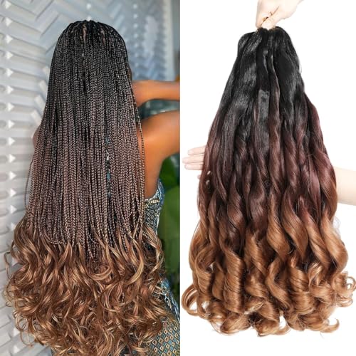 Locescsoc 24 Inch French Curls Braiding Hair 8 Packs Spanish Curly Braids Pre Stretched Loose Wave Soft French Curl Synthetic Braiding Hair Extensions for Women (1B/33/30, 24 Inch (Pack of 8)) von Locescsoc