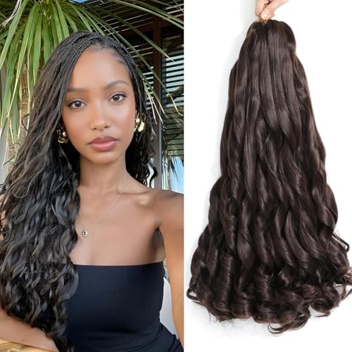 Locescsoc 24 Inch French Curls Braiding Hair 8 Packs Spanish Curly Braids Pre Stretched Loose Wave Soft French Curl Synthetic Braiding Hair Extensions for Women (4#, 24 Inch (Pack of 8)) von Locescsoc