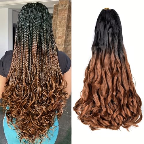 Locescsoc 24 Inch French Curls Braiding Hair 8 Packs Spanish Curly Braids Pre Stretched Loose Wave Soft French Curl Synthetic Braiding Hair Extensions for Women (B29, 24 Inch (Pack of 8)) von Locescsoc