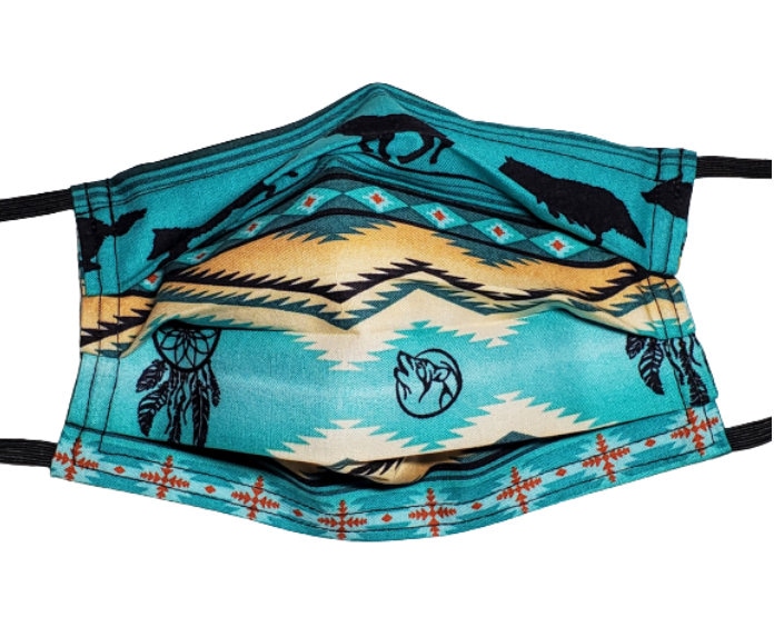 Blaue Wölfe Western Wiederverwendbare Gesichtsmaske Mit Nasenklemme-Draht Und Filterfach Blaue Wölfe Western Wiederverwendbare Gesichtsmaske Mit Nasenklemme-Draht Und Filterfach von LochNessLocker