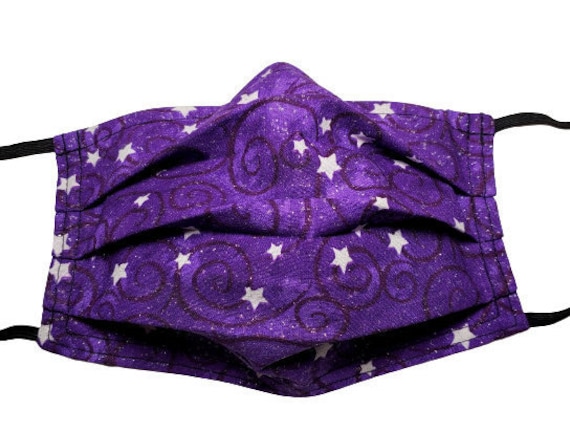 Lila Funkelnde Sterne Wiederverwendbare Verstellbare Gesichtsmaske Mit Nasenklemme-Draht Und Filterfach von LochNessLocker