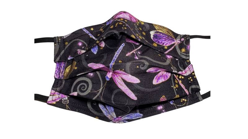 Lucky Libellen Maske Handgefertigte Wiederverwendbare Gesichtsmaske Mit Nasen-Klemmdraht Und Filterfach, Doppelschicht, 100% Baumwolle Lucky Libellen Maske Handgefertigte Wiederverwendbare Gesichtsmaske Mit Nasen-Klemmdraht Und Filterfach, Doppelschicht, 100% Baumwolle von LochNessLocker