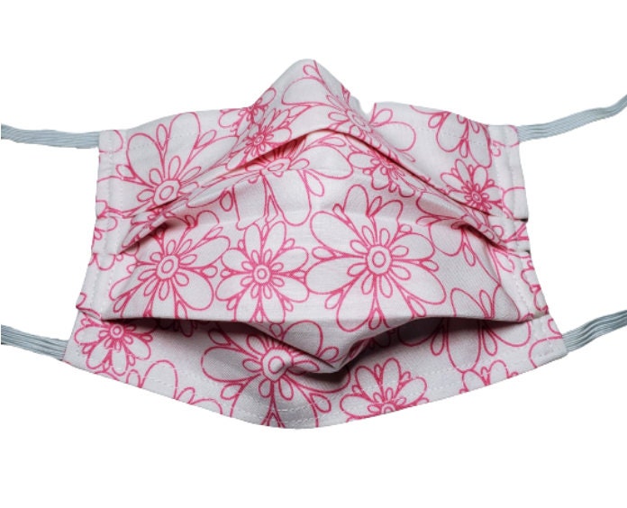 Pink Flower Outlines Wiederverwendbare Einstellbare Gesichtsmaske Mit Nase Pinch Wire Und Filter Fach 2 Lagig 100% Baumwolle von LochNessLocker
