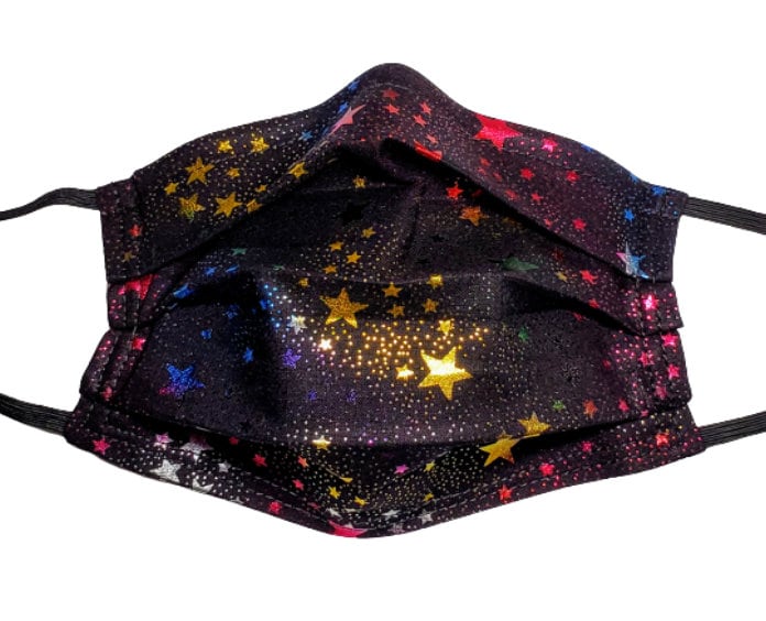 Regenbogen Metallic Sterne Wiederverwendbare Einstellbare Gesichtsmaske Mit Nasenklemme Draht Und Filterfach von LochNessLocker