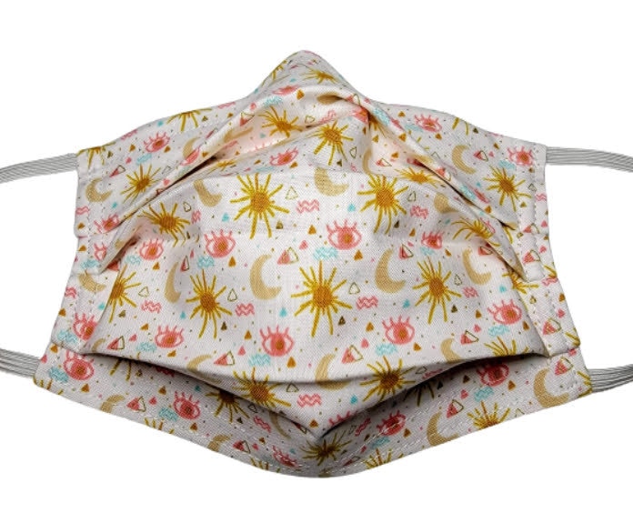Starry Night Moons & Stars Mask Wiederverwendbare Gesichtsmaske Mit Nasenklemmendraht Und Filterfach Starry Night Moons & Stars Mask Wiederverwendbare Gesichtsmaske Mit Nasenklemmendraht Und Filterfach von LochNessLocker