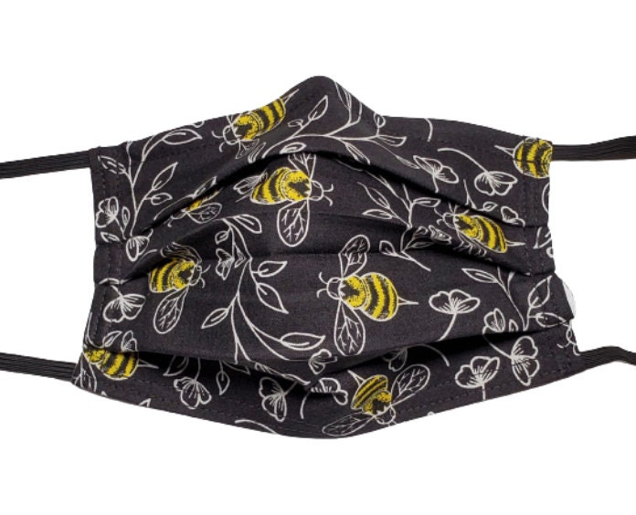 Handgefertigte Bienen Gesichtsmaske, Wiederverwendbare Baumwollmaske Mit Filtertasche von LochNessLocker