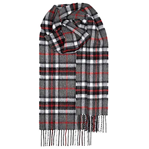 Lochcarron Wolle Tartan Schal Thompson Grau Modern Gr. 180 x 25 cm, Thompson Grey Modern von Lochcarron