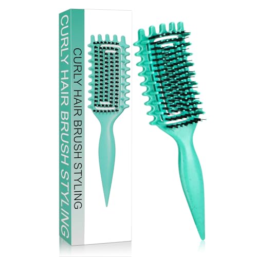 Lociban Lockenbürste, Curly Hair Brush, Curl Define Styling Brush, Curl Define Stylingbürste Zum Kämmen und Formen, Reduziert Ziehen und Locken Trennung für Frauen (Grün) von Lociban