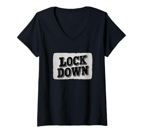 Damen Tolle Lock-Down-Sprache für Erwachsene und Kinder T-Shirt mit V-Ausschnitt von Lock Down Outfit