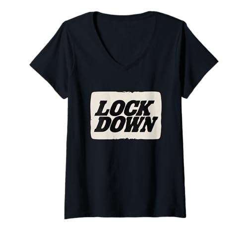 Damen Tolle Lockdown-Statement T-Shirt mit V-Ausschnitt von Lock Down Outfit