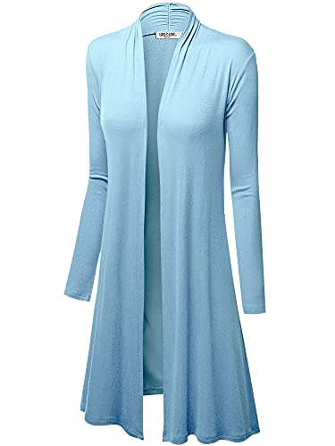 LL Damen Langarm-Ombré-Strickjacke vorne offen lange Strickjacke mit Stretch - Blau - Medium von Lock and Love