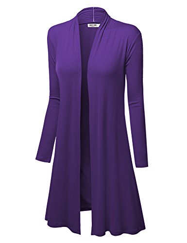 LL Damen Langarm-Ombré-Strickjacke vorne offen lange Strickjacke mit Stretch - Violett - XX-Large von Lock and Love