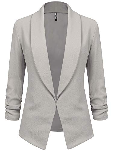Lock and Love Damen-Blazer, 3/4-Ärmel, vorne offen, Cardigan, Jacke, Arbeit, Büro - Grau - Large Lock and Love Damen-Blazer, 3/4-Ärmel, vorne offen, Cardigan, Jacke, Arbeit, Büro - Grau - Large von Lock and Love