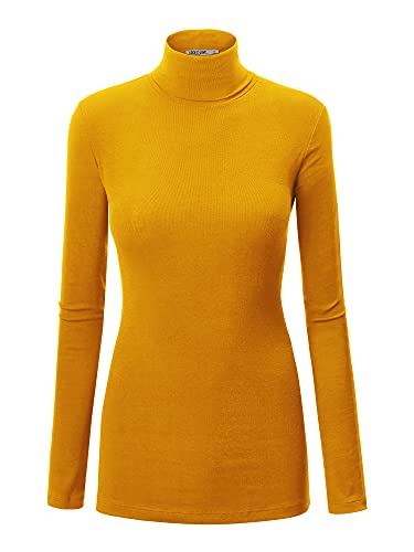 Lock and Love Damen Rollkragen-Top S-3XL_Made in U.S.A., Wt950_senf, Mittel von Lock and Love