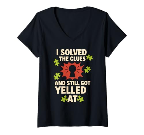 Damen Escape Room Puzzle Squad Captain Crew Enthusiastenteam T-Shirt mit V-Ausschnitt Damen Escape Room Puzzle Squad Captain Crew Enthusiastenteam T-Shirt mit V-Ausschnitt von Locked Room Birthday Escape Game Puzzle Lover Fun