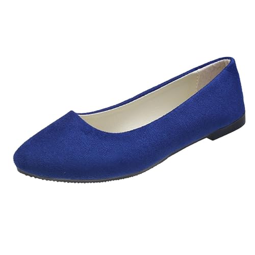 Damen Ballerinas Pumps Ballerinas Elastische Sandalen Mit Niedrigem Keilabsatz Runde Zehenpartie Bequeme Dolly-Schuhe Slip-On Arbeits- Und Büroschuhe(Blue,6.5 UK) von Lockenstab