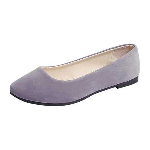 Damen Ballerinas Pumps Ballerinas Elastische Sandalen Mit Niedrigem Keilabsatz Runde Zehenpartie Bequeme Dolly-Schuhe Slip-On Arbeits- Und Büroschuhe(Gray,5.5 UK) von Lockenstab