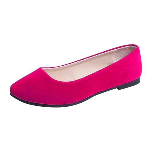 Damen Ballerinas Pumps Ballerinas Elastische Sandalen Mit Niedrigem Keilabsatz Runde Zehenpartie Bequeme Dolly-Schuhe Slip-On Arbeits- Und Büroschuhe(Hot Pink,5.5 UK) von Lockenstab