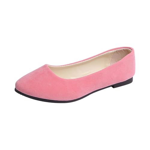 Damen Ballerinas Pumps Ballerinas Elastische Sandalen Mit Niedrigem Keilabsatz Runde Zehenpartie Bequeme Dolly-Schuhe Slip-On Arbeits- Und Büroschuhe(Pink,4.5 UK) von Lockenstab